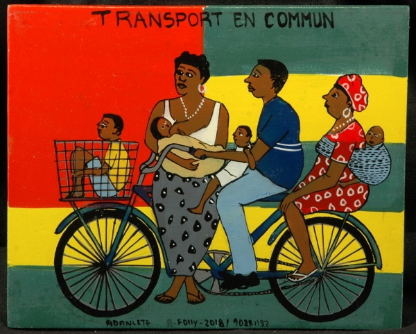 Afrika Kunst Bild - Fahrradtransport Familie